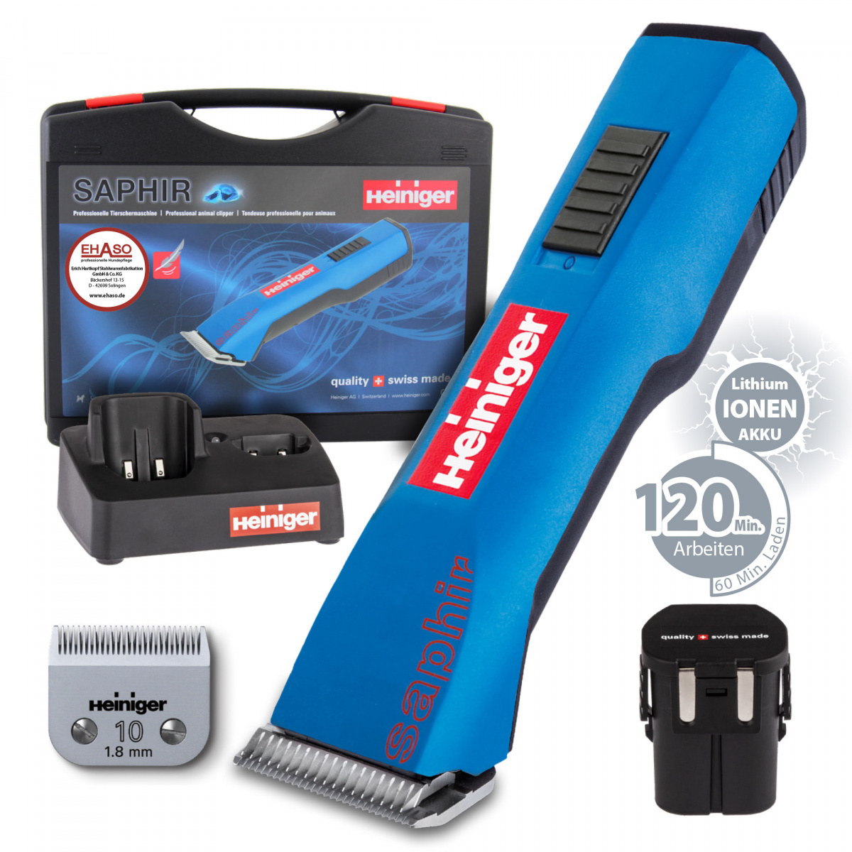 Super Bundle HEINIGER Saphir inkl. 2Akku,/Scherk. Size10