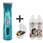 Maschine, Aufsteckkämme, Shampoo und Balsam