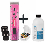 Maschine, Aufsteckkämme, Shampoo und Balsam