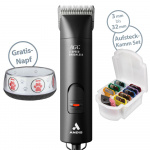 Schwarz mit Scherkopf 1,5 mm, Aufsteckkamm Set + Gratis Napf