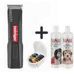 Maschine, Aufsteckkämme, Shampoo und Balsam