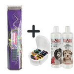 Maschine, Aufsteckkämme, Shampoo und Balsam
