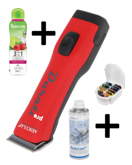 Maschine mit Aufsteckkämmen und Shampoo