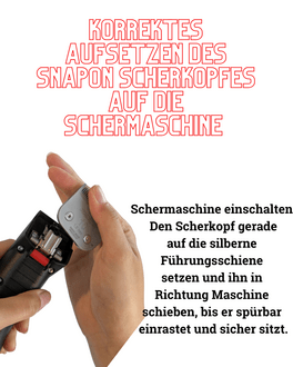 Scherkopf richtig auf die Maschine aufsetzen