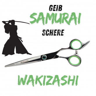 Samurai mit Schere abgebildet