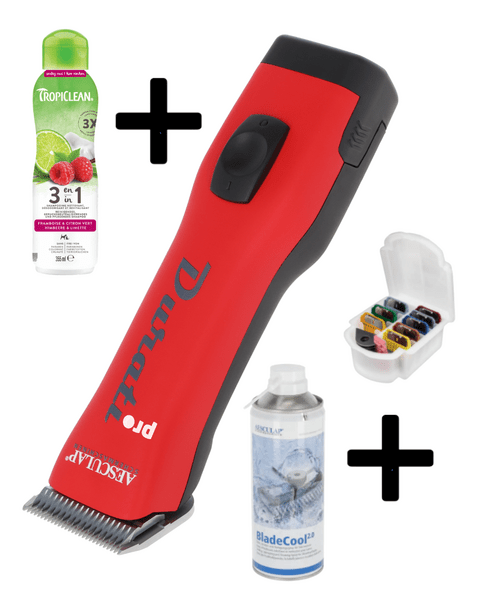 Maschine mit Aufsteckkämmen und Shampoo