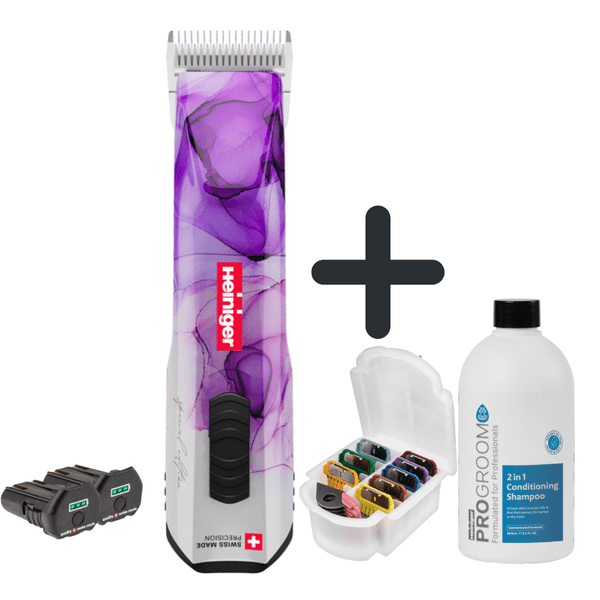 Maschine, Aufsteckkämme, Shampoo und Balsam