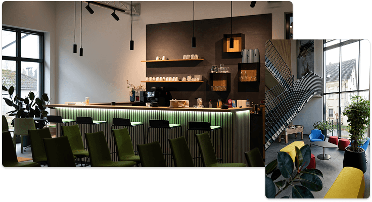 Seminarräume von Ehaso in Solingen mit Foyer und Bar
